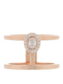 18K Pink Gold Diamond Glamazone 2 Row Ring 49 5
