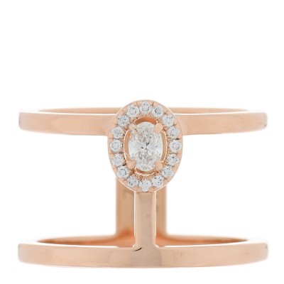 18K Pink Gold Diamond Glamazone 2 Row Ring 49 5