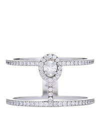 18K White Gold Diamond Glamazone 2 Row Pave Ring 55 7.25
