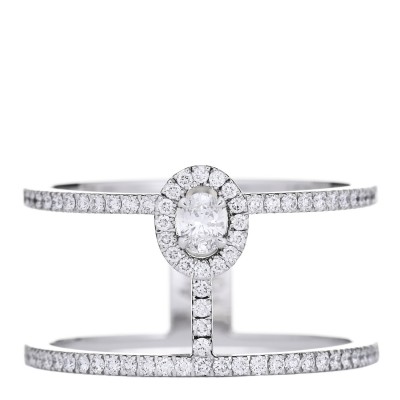 18K White Gold Diamond Glamazone 2 Row Pave Ring 55 7.25