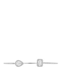 18K White Gold Diamond .80ctw My Twin Toi & Moi  Skinny Bangle Bracelet