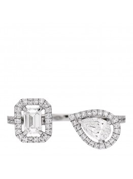 18K White Gold Diamond .70ct My Twin Moi & Toi Ring 53 6.25