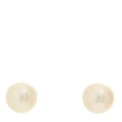18K White Gold Akoya Cultured Pearl 8-8.5mm Stud Earrings