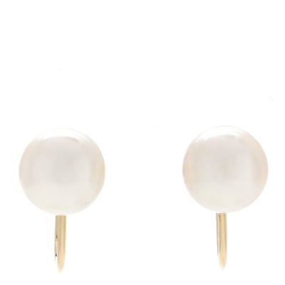 18K Yellow Gold Akoya Cultured Pearl 7-7.5mm Screw Back Earrings