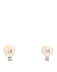 18K White Gold Diamond Akoya Pearl 6-6.5mm Stud Earrings