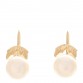 18K Yellow Gold Akoya Cultured Pearl 6.5-7mm Leaf Screw-Back Earrings