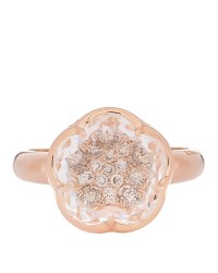 18K Rose Gold Diamond Rock Crystal Bon Ton Ring 55 7.25