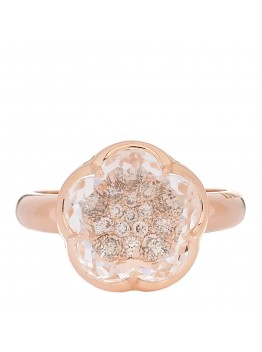 18K Rose Gold Diamond Rock Crystal Bon Ton Ring 55 7.25