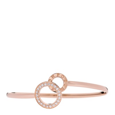 18K Rose Gold Diamond Possession Toi & Moi Bypass Bangle Bracelet