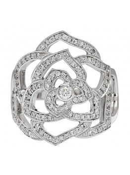 18K White Gold Diamond .55ct Rose Ring 53 6.25