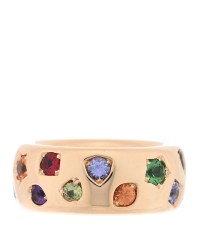 18K Rose Gold Medium Multi Gemstone Iconica Band Ring 51 5.75