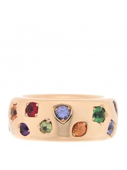18K Rose Gold Medium Multi Gemstone Iconica Band Ring 51 5.75