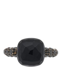 18K Rose Gold Black Onyx Black Diamond Capri Ring 52 6