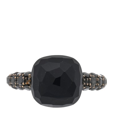18K Rose Gold Black Onyx Black Diamond Capri Ring 52 6