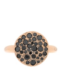 18K Rose Gold Black Diamond Round Sabbia Ring 51 5.75