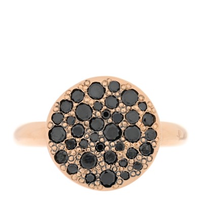 18K Rose Gold Black Diamond Round Sabbia Ring 51 5.75