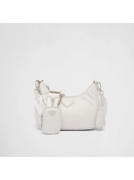Padded nappa-leather PP Re-Edition shoulder bag – White