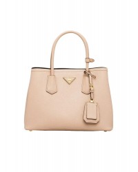 PP Small Saffiano Leather Double PP Bag in Powder Pink