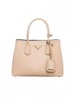 PP Small Saffiano Leather Double PP Bag in Powder Pink