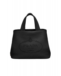 PP Medium Leather Tote Bag in Black