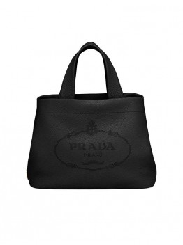 PP Medium Leather Tote Bag in Black