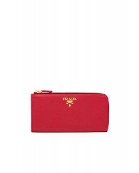 PP Large Saffiano Leather Wallet in Red