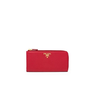 PP Large Saffiano Leather Wallet in Red