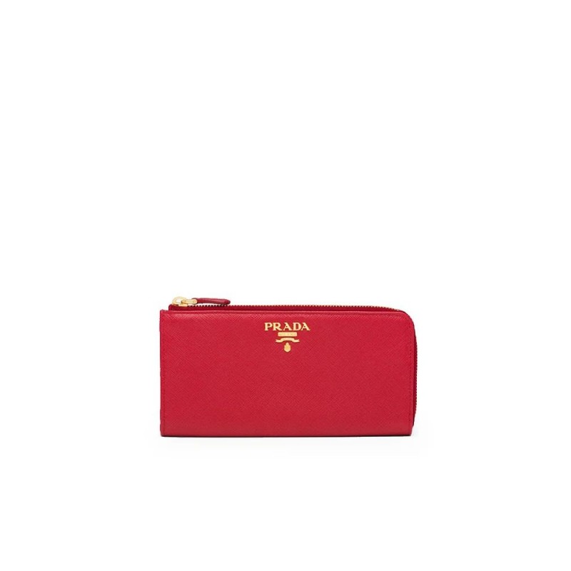 PP Large Saffiano Leather Wallet in Red