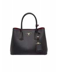 PP Small Saffiano Leather Double PP Bag in Black