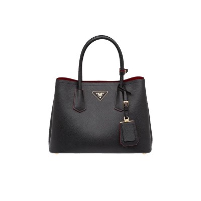 PP Small Saffiano Leather Double PP Bag in Black