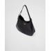 PP Large leather shoulder bag with topstitching – Black