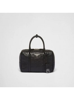 PP Medium antique nappa leather top handle bag – Black