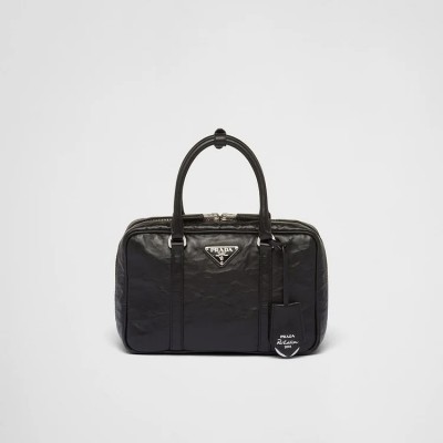 PP Medium antique nappa leather top handle bag – Black