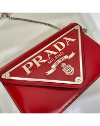 Pra Brushed Shoulder Bag Red For Women, Women’s Bags 6.7in/17cm 1BH189_ZO6_F02SB_V_5KO
