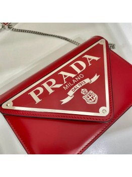 Pra Brushed Shoulder Bag Red For Women, Women’s Bags 6.7in/17cm 1BH189_ZO6_F02SB_V_5KO