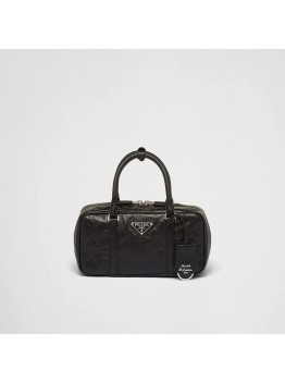 PP Small antique nappa leather top handle bag – Black