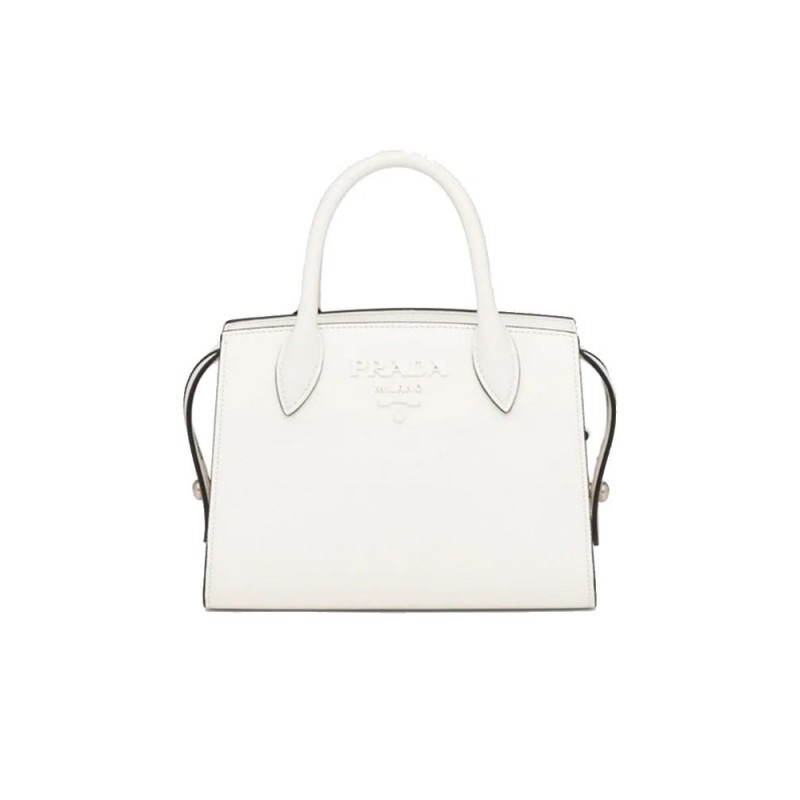 PP Saffiano Leather PP Monochrome Bag in White