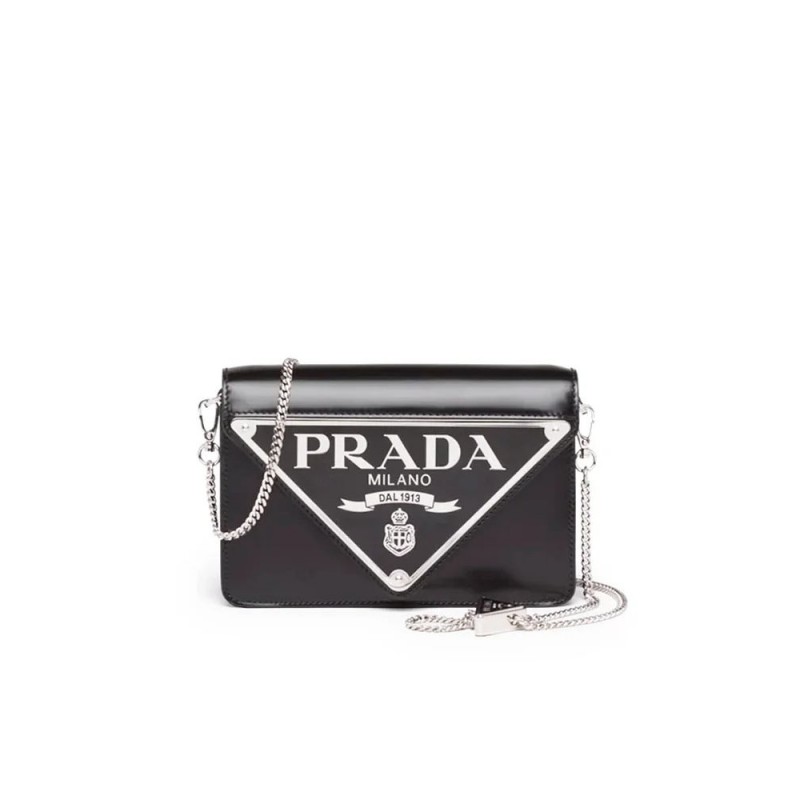 PP Brushed Leather Shoulder Bag in Black