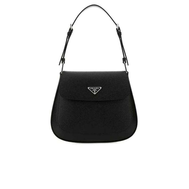 PP Cleo Saffiano Leather Small Shoulder Bag in Black