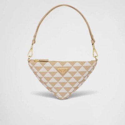 Embroidered fabric mini-bag – Beige/Chalk White