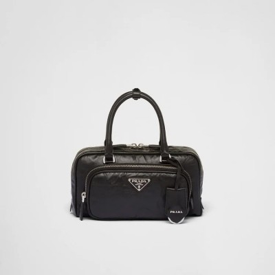 PP Antique nappa leather multi-pocket top-handle bag – Black
