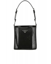 PP Logo Mesh Bucket Bag in Black