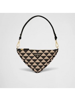 PP Embroidered fabric mini-bag – Black/Beige