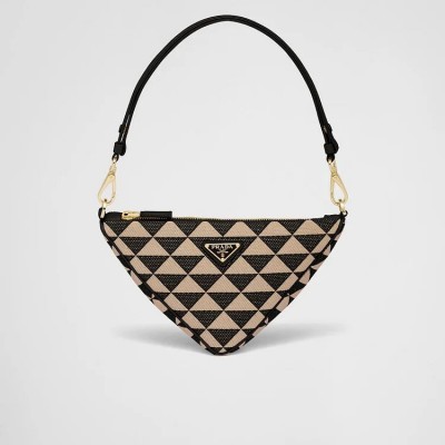 PP Embroidered fabric mini-bag – Black/Beige