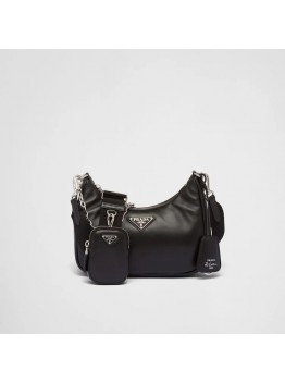 Padded nappa-leather PP Re-Edition shoulder bag – Black