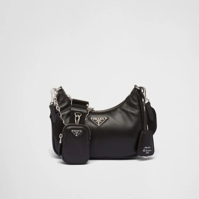 Padded nappa-leather PP Re-Edition shoulder bag – Black
