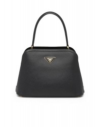 PP Medium Saffiano Leather PP Matin��e Bag in Black