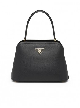 PP Medium Saffiano Leather PP Matin��e Bag in Black