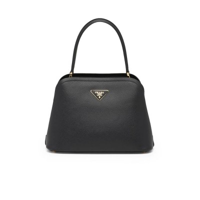 PP Medium Saffiano Leather PP Matin��e Bag in Black