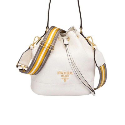 PP Leather Bucket Bag in White